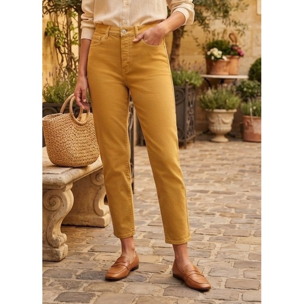 PacSun Mom Jeans High Rise Mustard Cotton Tapered Leg 860HO210719 Women's 28?